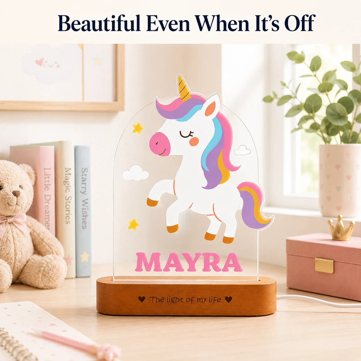 First Birthday Gift with Name – Personalized Unicorn Night Lamp for Girls