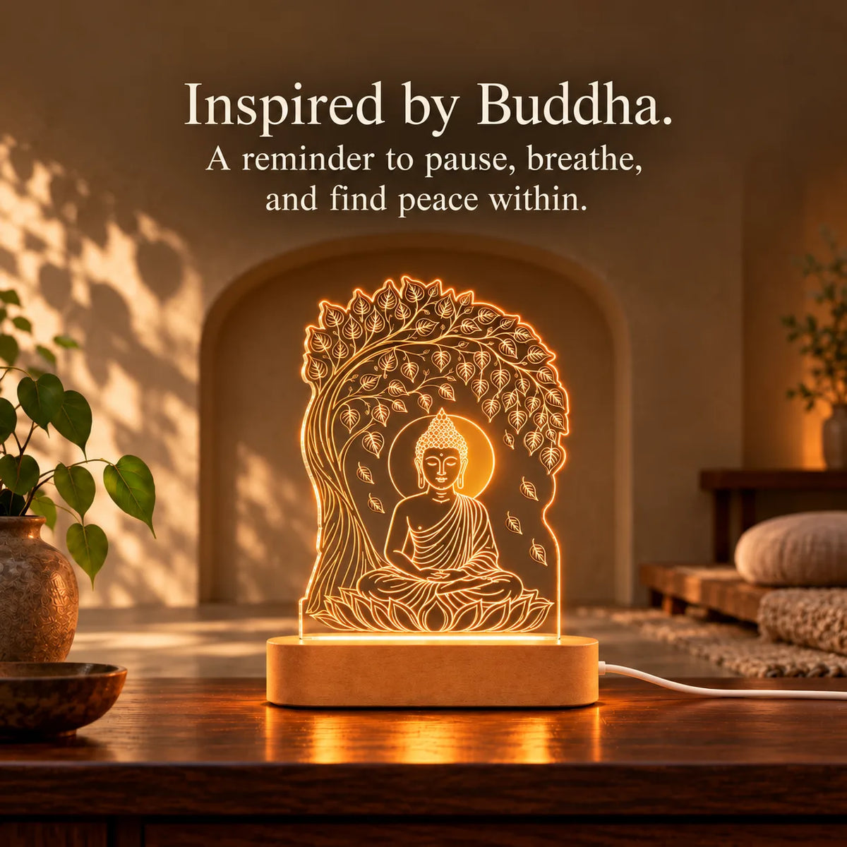 Buddha Statue LED Lamp for Home Decor – Gautam Buddha Night Light