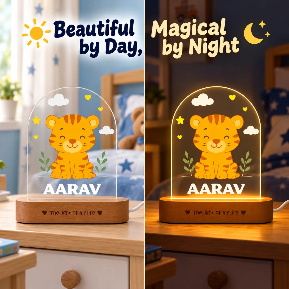 Birthday Gift for Boys – Personalized Tiger Night Lamp with Name