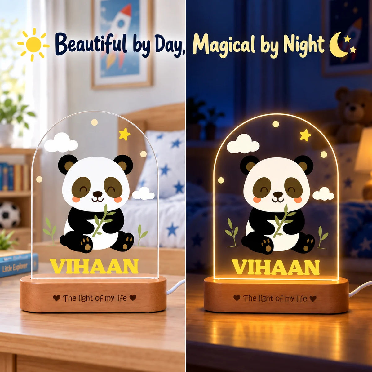 Newborn Gift with Name – Personalized Panda Night Lamp for Baby Room