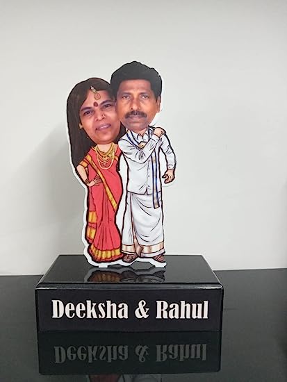 South indian couple wedding caricature standee