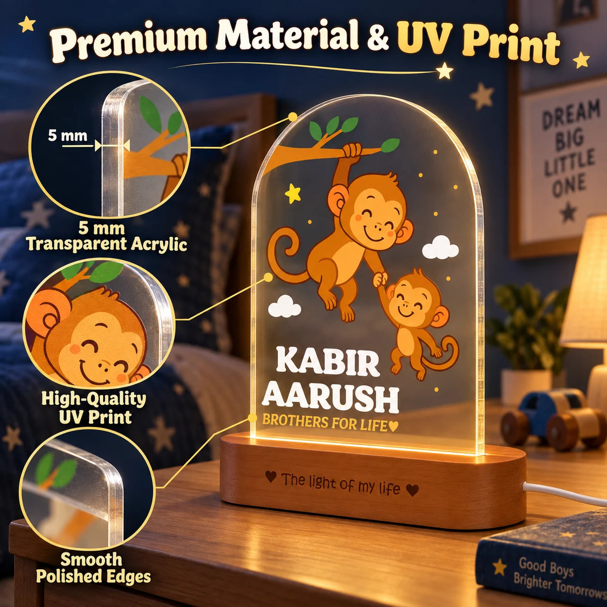 Personalized Sibling Night Lamp – Nursery Décor for Two Kids with Names