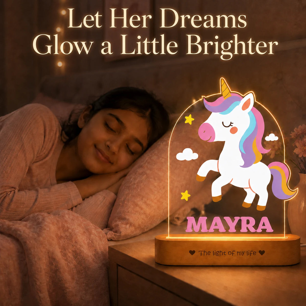 First Birthday Gift with Name – Personalized Unicorn Night Lamp for Girls