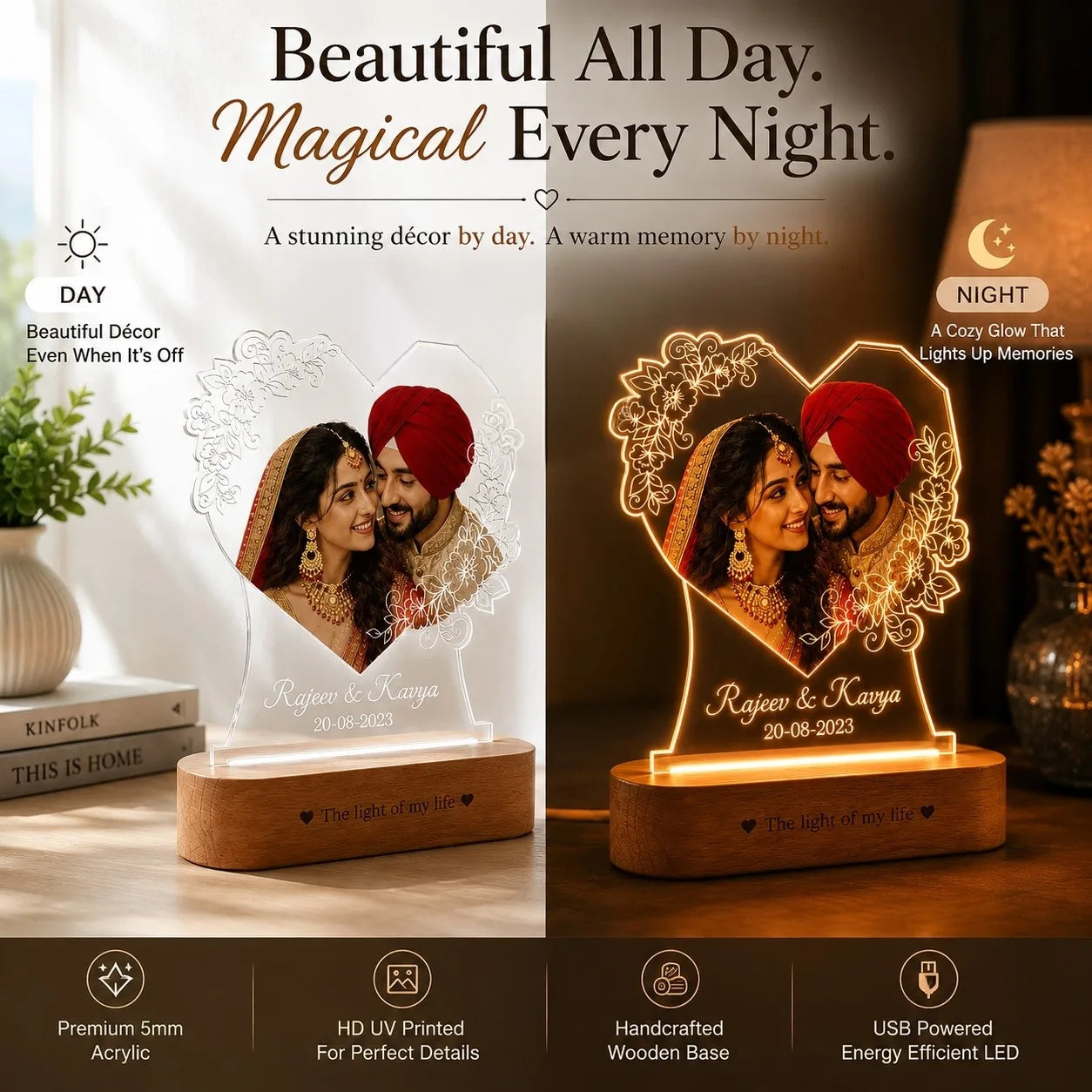 Radiant Love: Personalized Photo Glow Lamp
