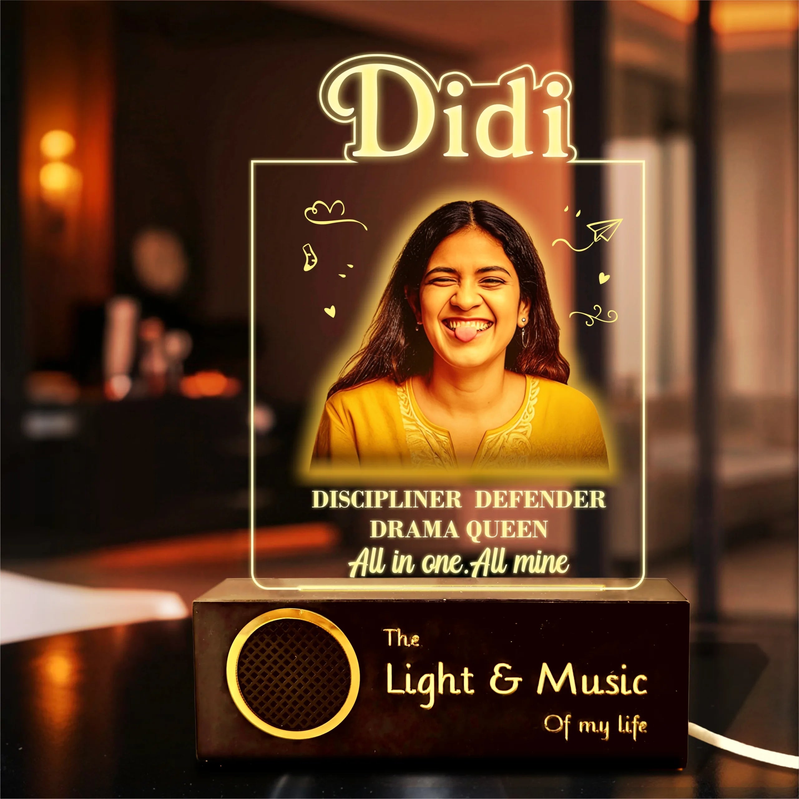Didi – Personalized LED Frame | Customized Photo Gift for Sister with Name & Quote