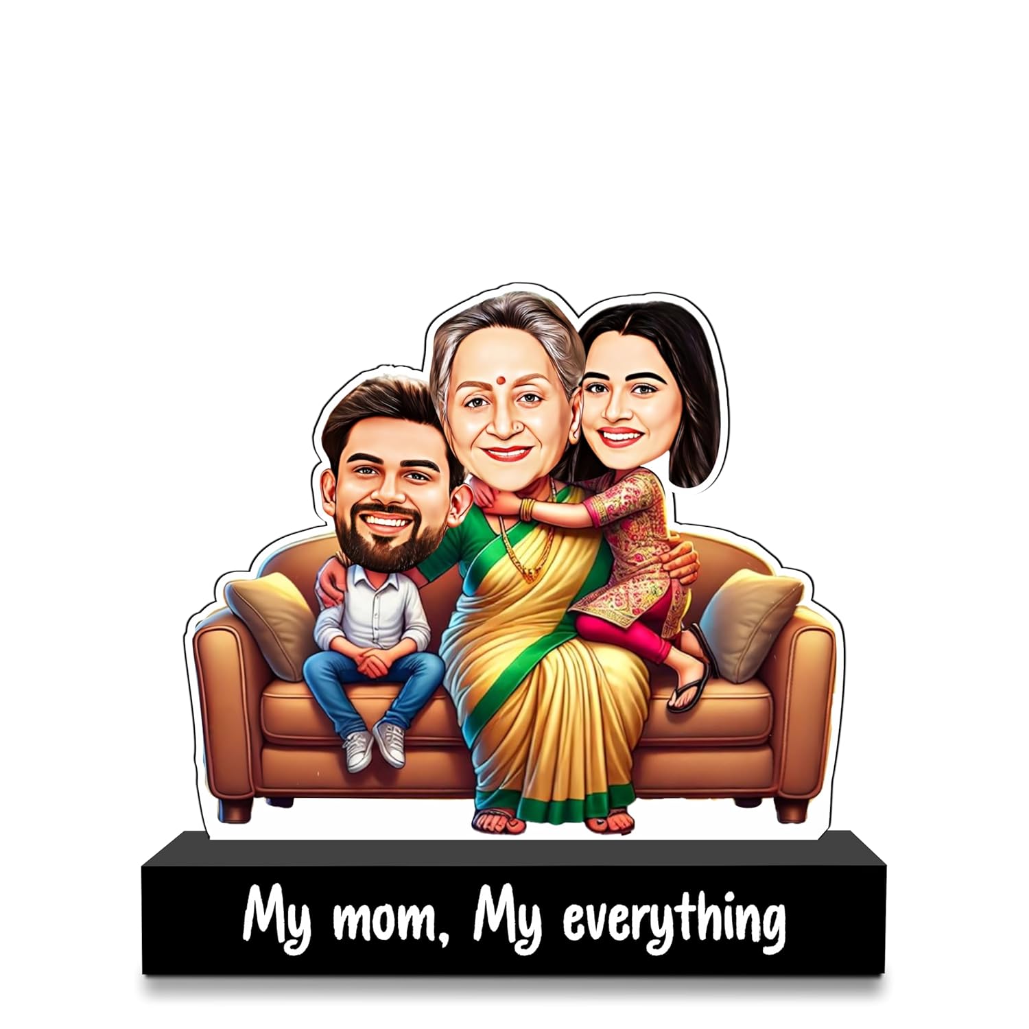 Our Everything – Personalized Caricature Gift for Mom with 2 Kids | Custom Mother's Day Gift