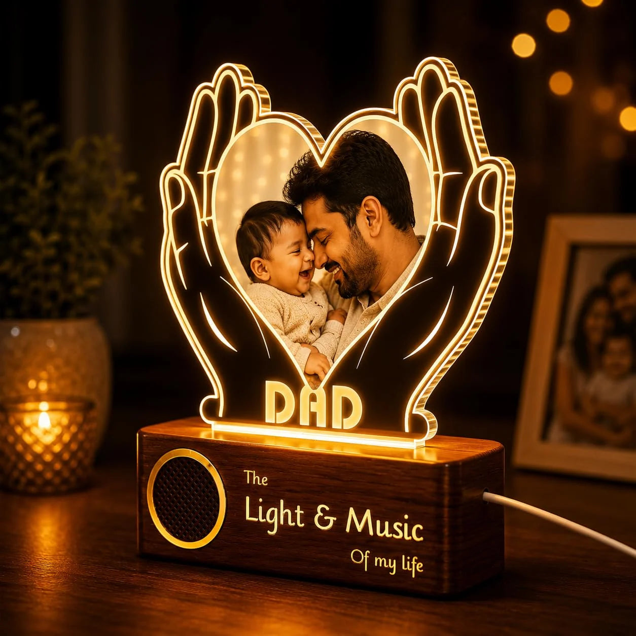 Heartfelt Gift for Dad – Personalized LED Lamp with Photo