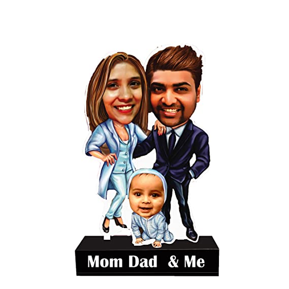 Gift for new Mom and Dad – Caricature with toddler
