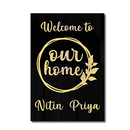 Black Beauty Name Plate | Weatherproof Acrylic Body with Embossed Golden Fonts