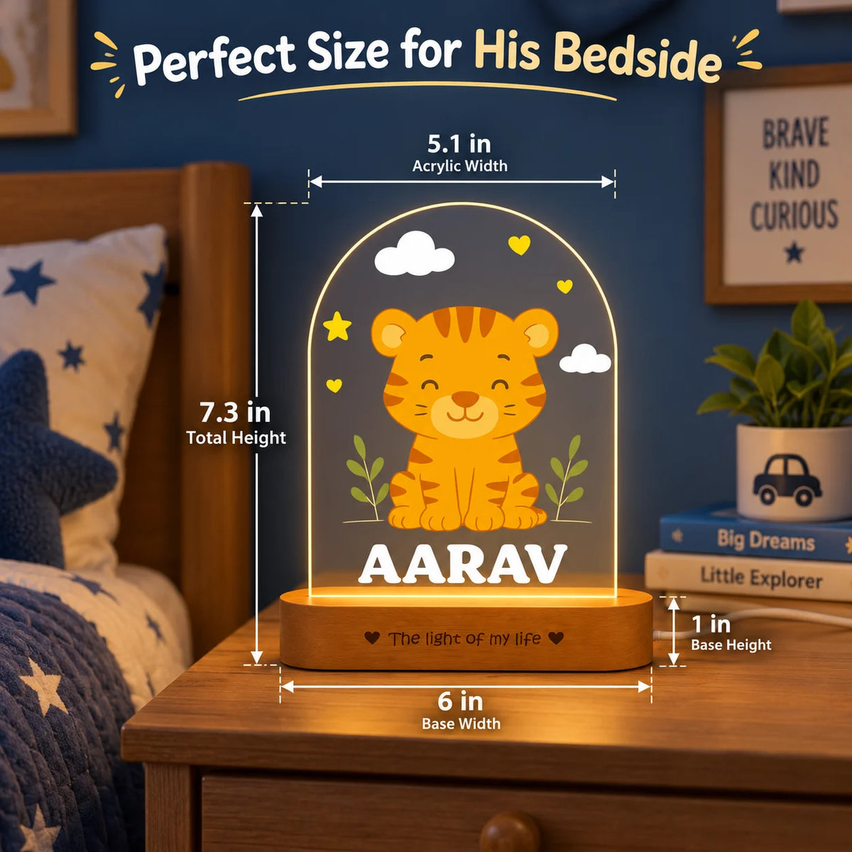 Birthday Gift for Boys – Personalized Tiger Night Lamp with Name