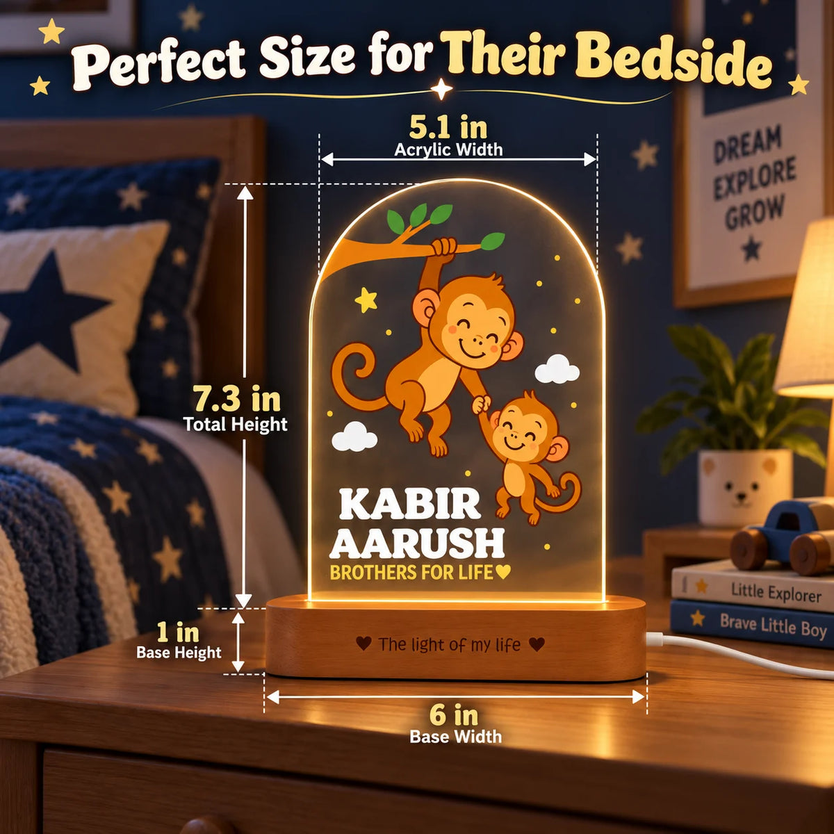 Personalized Sibling Night Lamp – Nursery Décor for Two Kids with Names