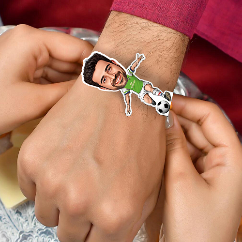Funny Footballer Personalized Rakhi
