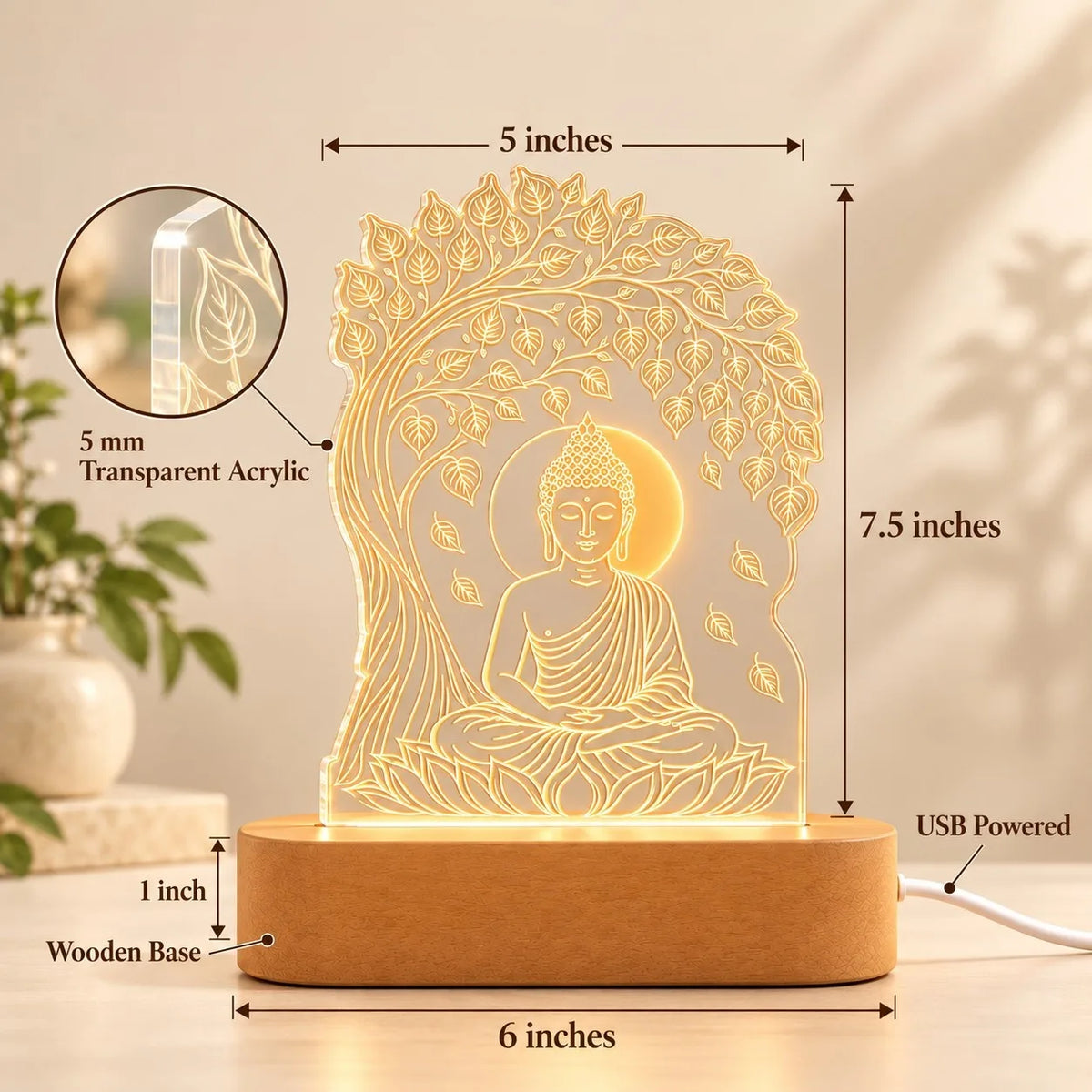 Buddha Statue LED Lamp for Home Decor – Gautam Buddha Night Light