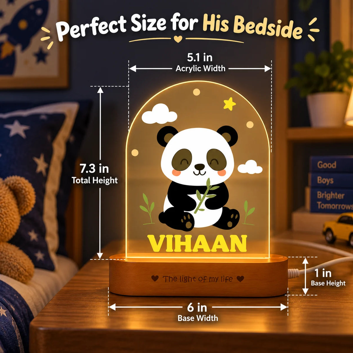 Newborn Gift with Name – Personalized Panda Night Lamp for Baby Room