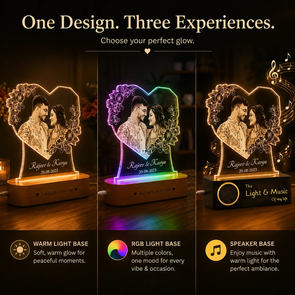 Radiant Love: Personalized Photo Glow Lamp