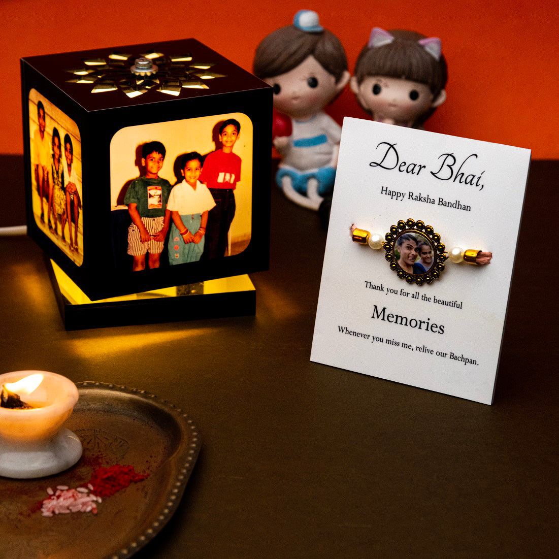 Nostalgia Photo Lamp With Photo Rakhi Gift