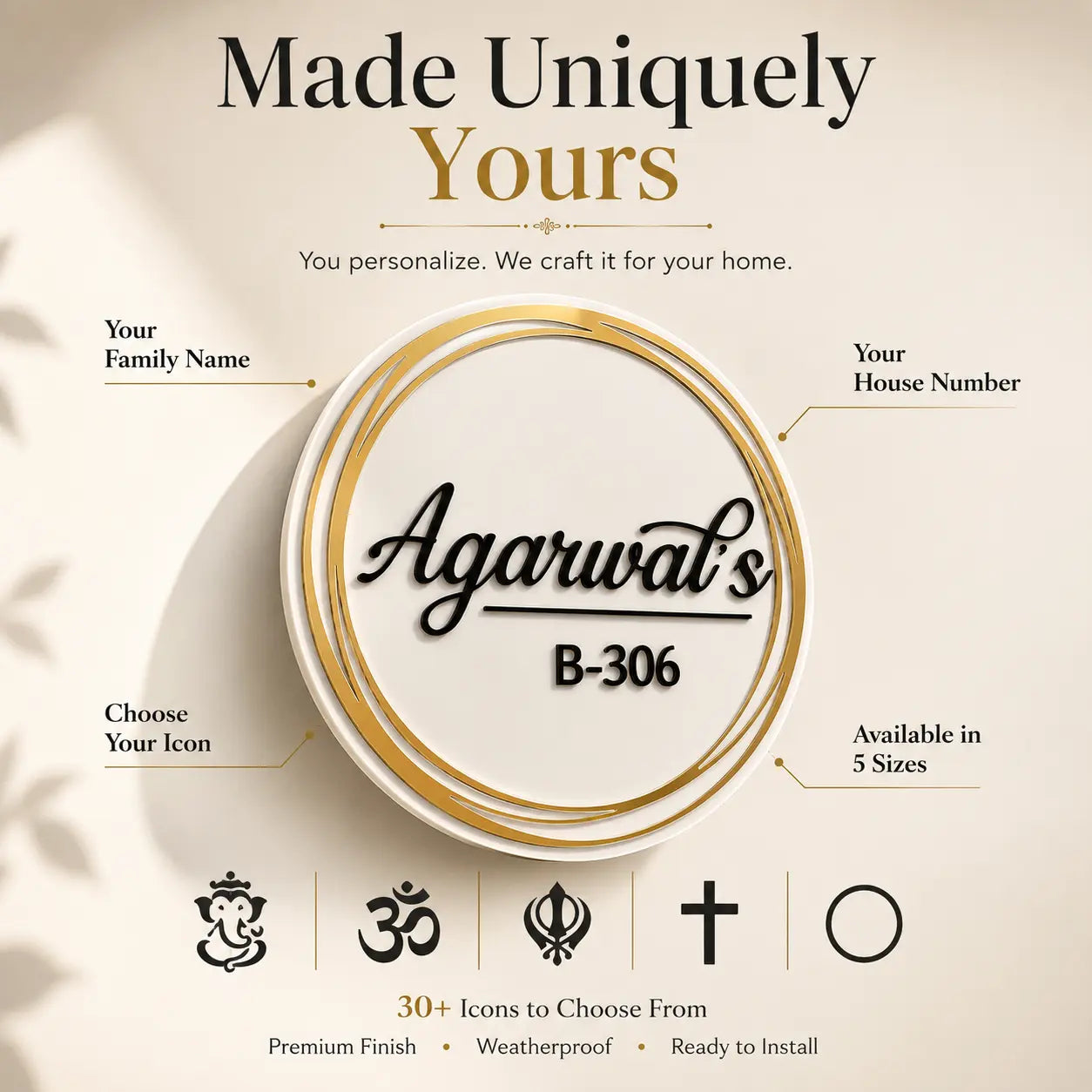 Rings of Gold – A Sassy Name Plate for Door