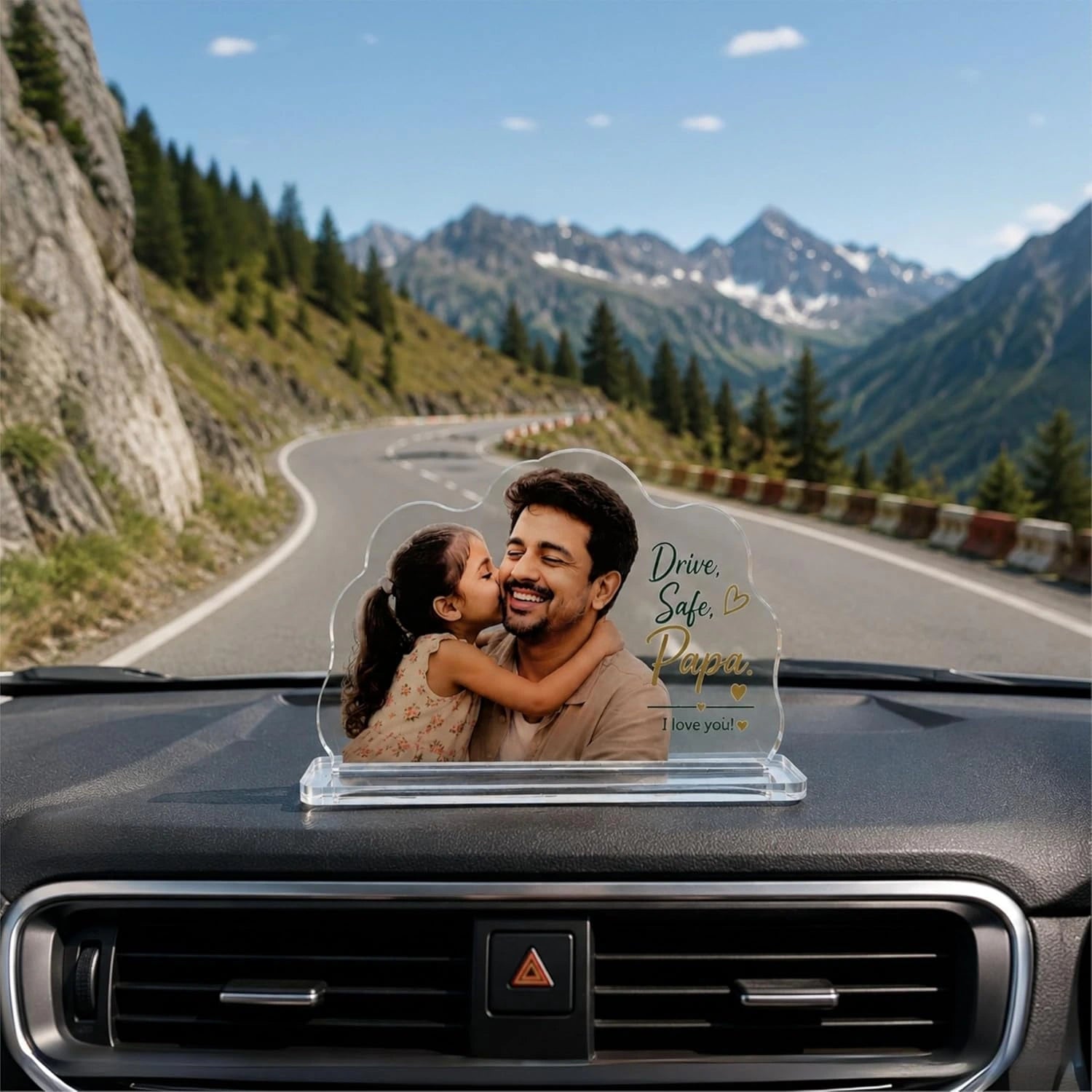 Personalized Drive Safe Papa Car Dashboard Photo Frame for Dad