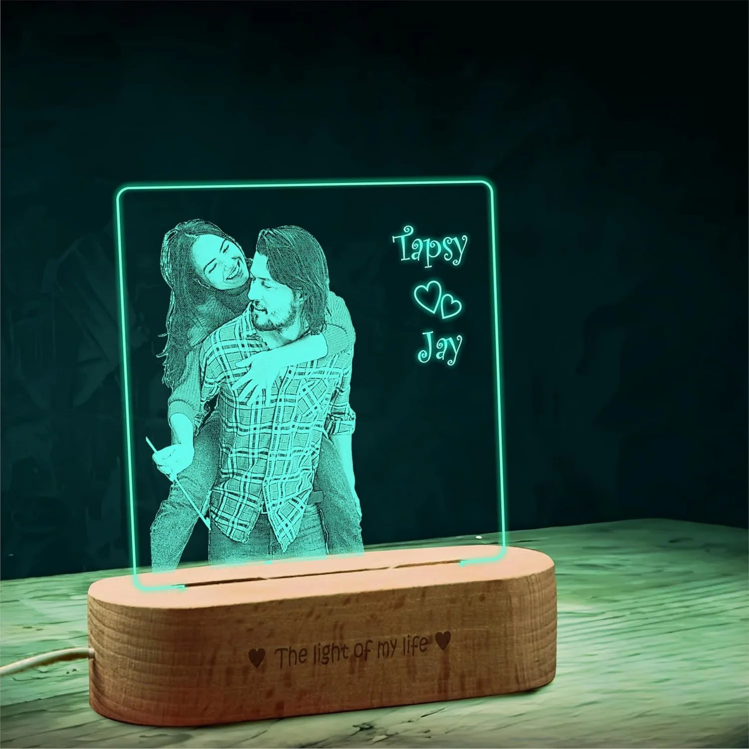 Celestial Moments: Engraved Love Glow Lamp - Valentines gift for husband