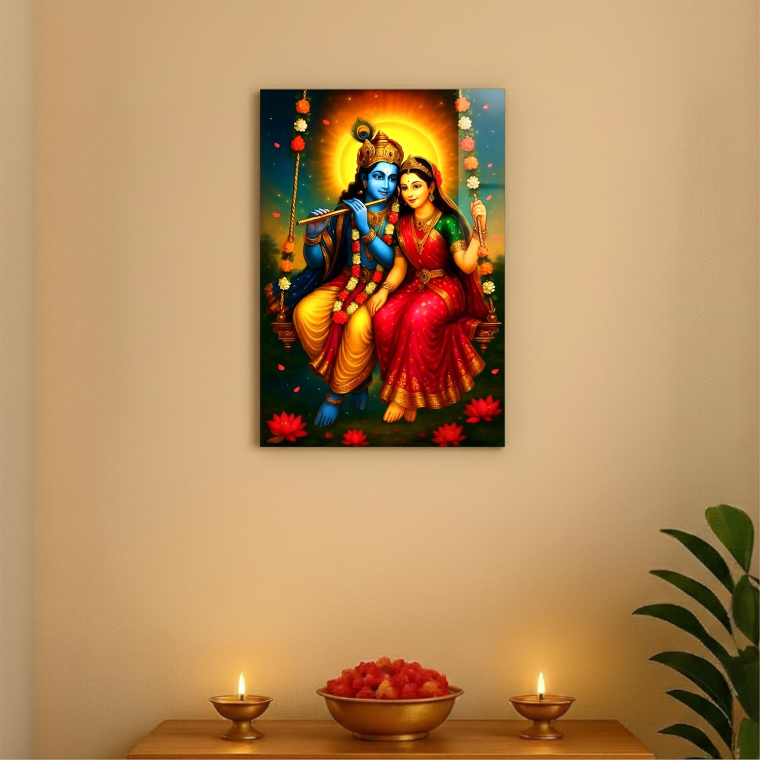 Radha Krishna Photo Frame – Premium UV Printed Acrylic | Divine Radha Krishna Wall Frame for Home Décor, Pooja Room & Gifting