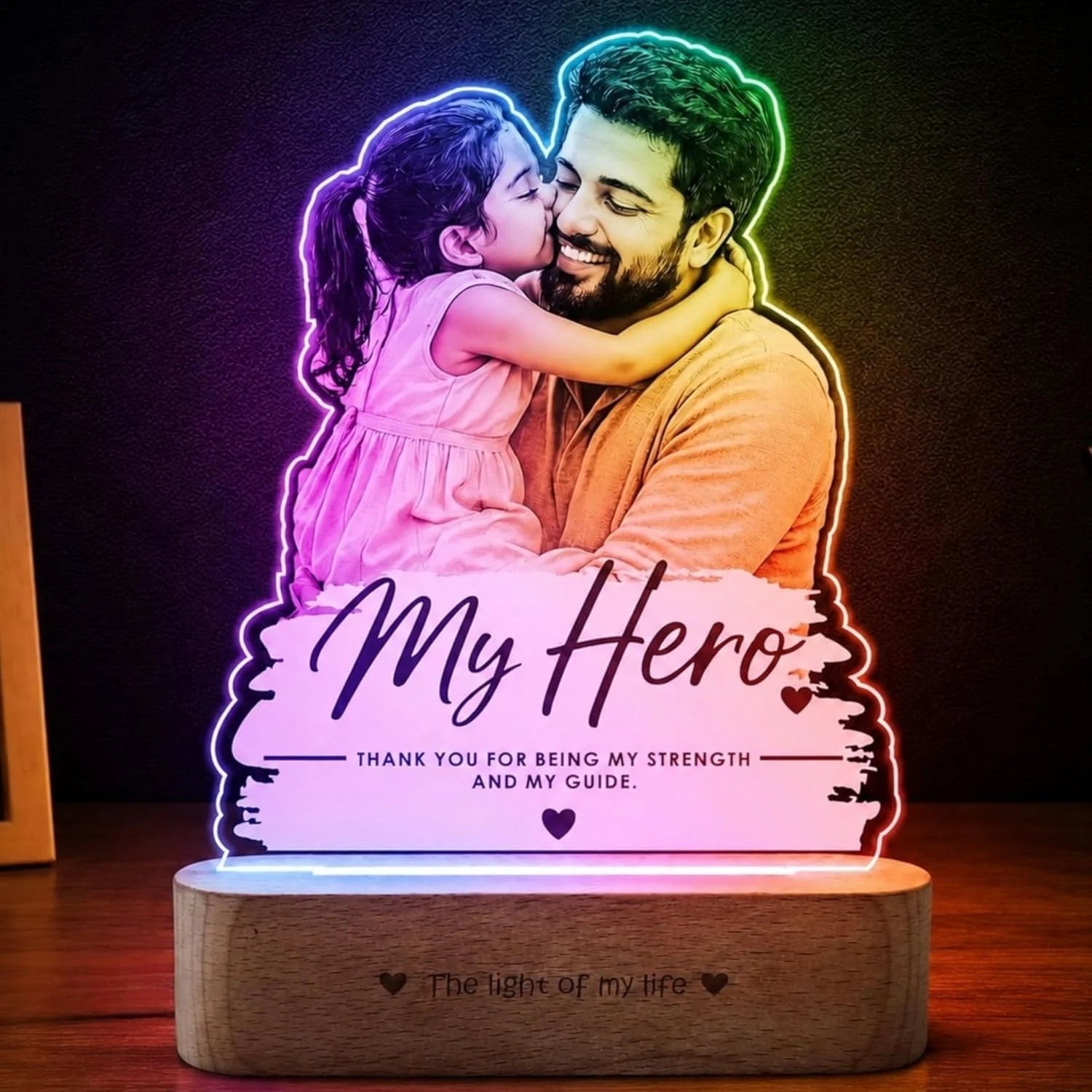 My Hero Personalized Photo Lamp for Dad