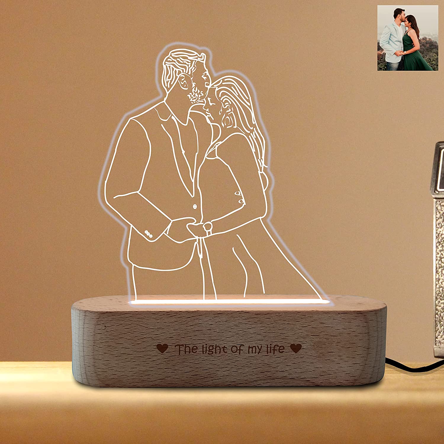 Line Art Photo Lamp – Valentine’s day gift