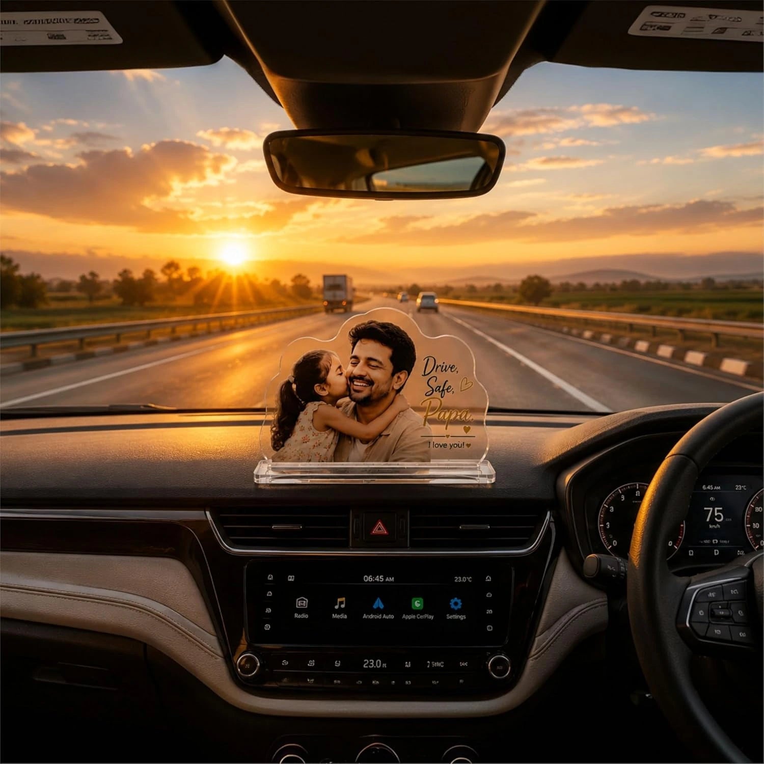 Personalized Drive Safe Papa Car Dashboard Photo Frame for Dad
