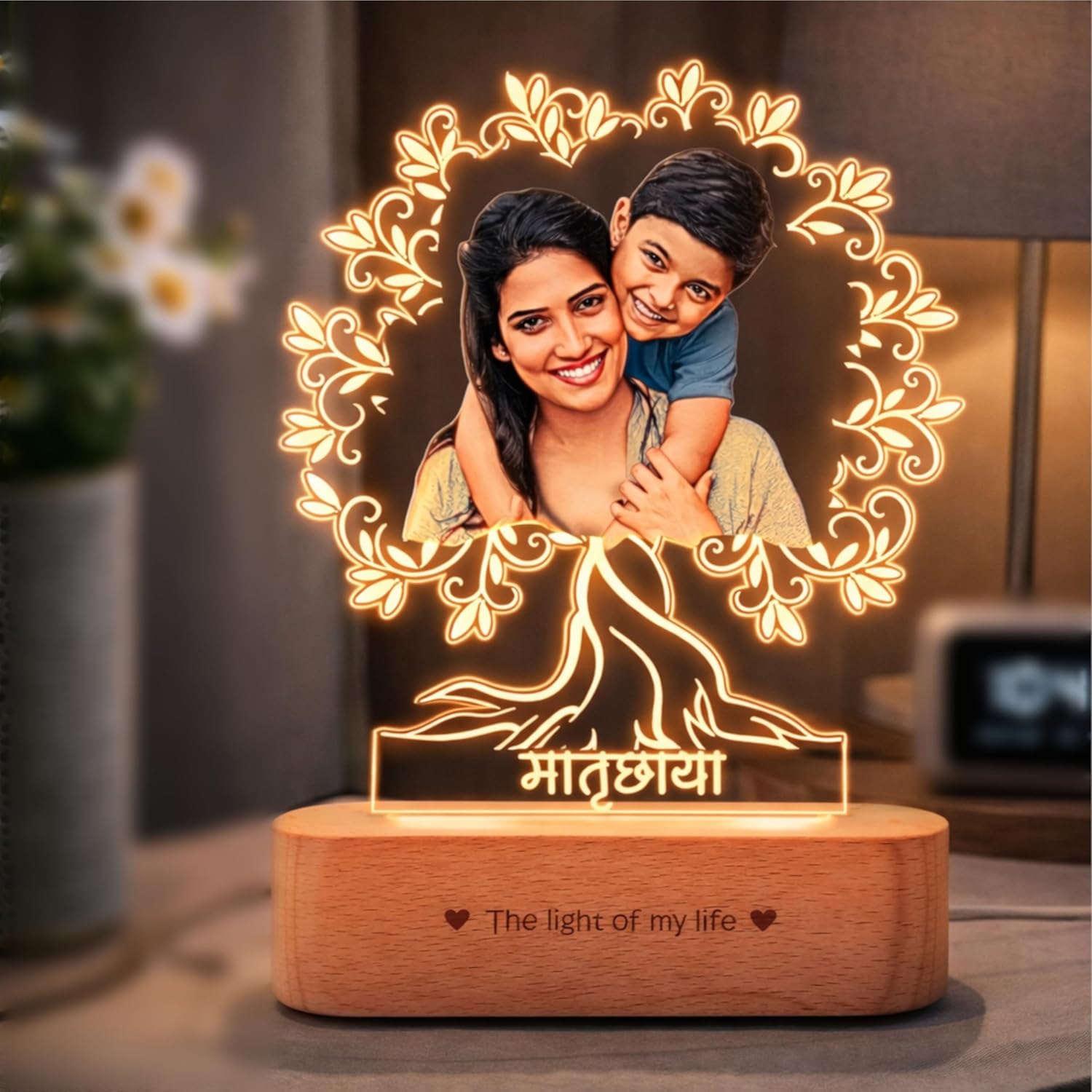 Matruchaya – Mother’s Love in Light | Engraved Acrylic Lamp | Perfect Gift for Mom
