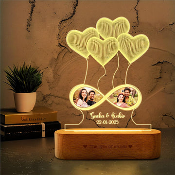Anniversary Gift - Heart Lamp With Names and 2 Photos