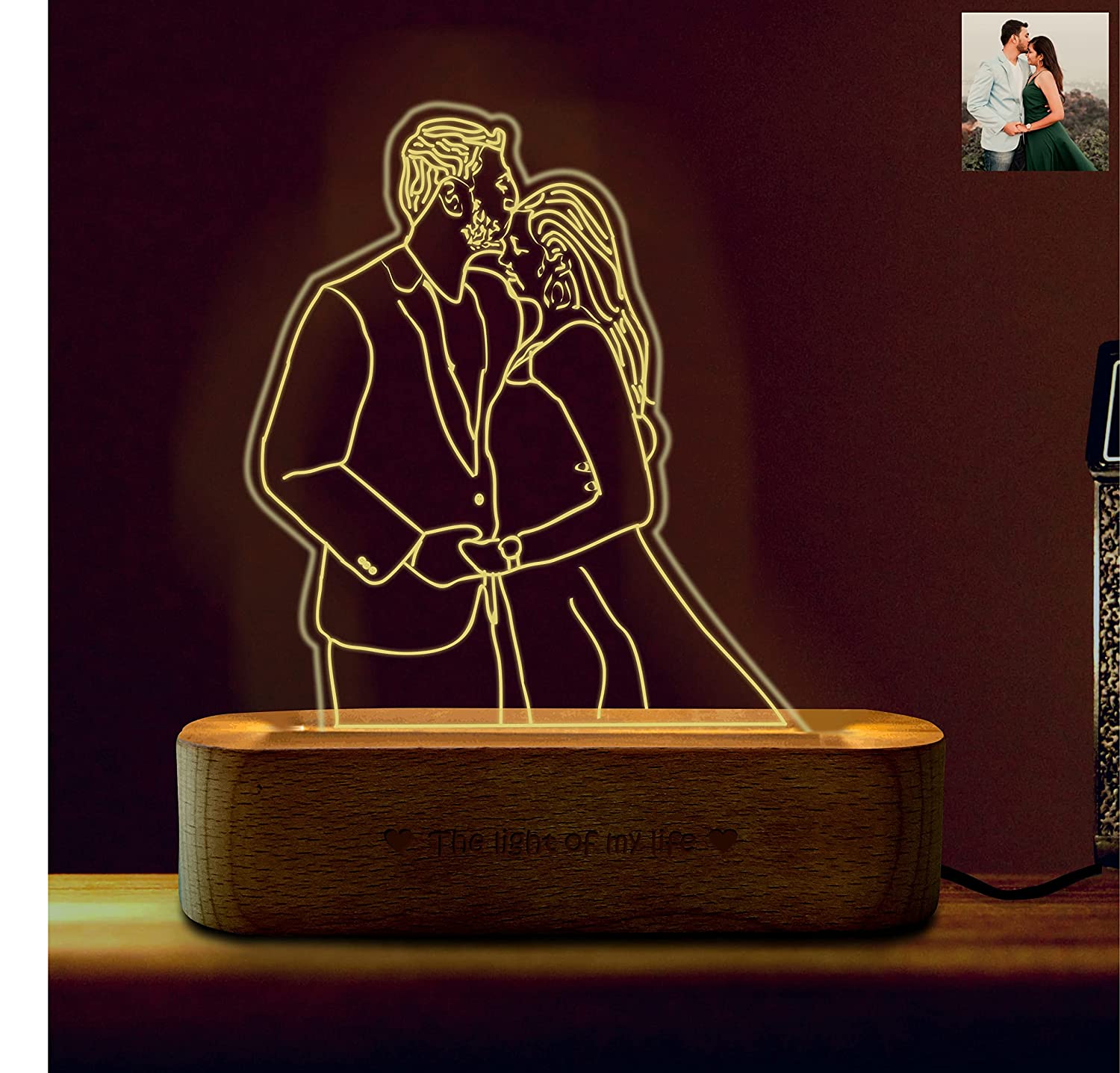 Line Art Photo Lamp - Valentine's day gift