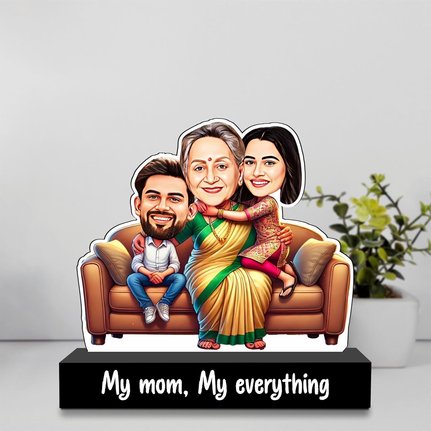 Our Everything – Personalized Caricature Gift for Mom with 2 Kids | Custom Mother's Day Gift