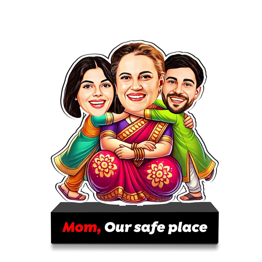 Personalized Caricature Gift – Mom, Our Safe Place | Best Mother's Day Gifts India