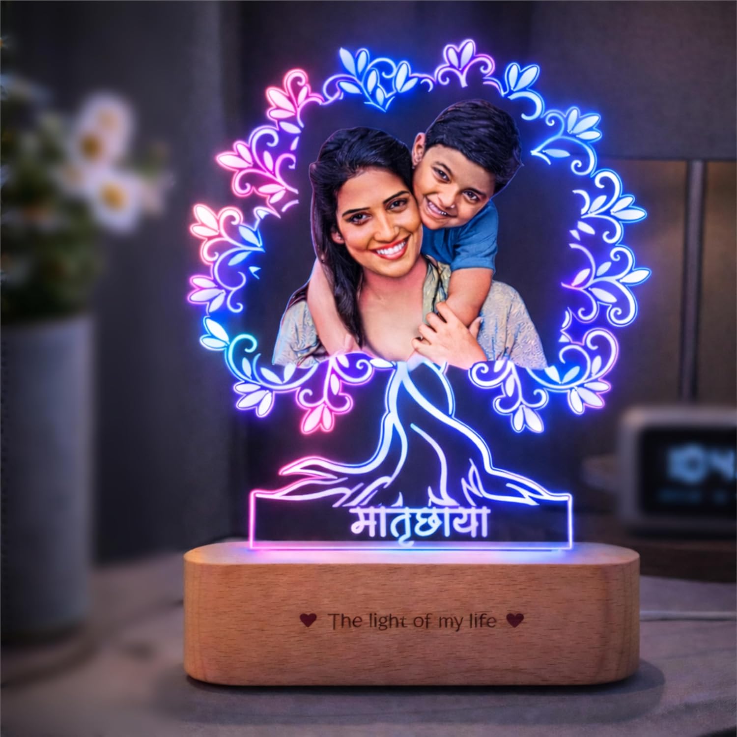 Matruchaya – Mother’s Love in Light | Engraved Acrylic Lamp | Perfect Gift for Mom