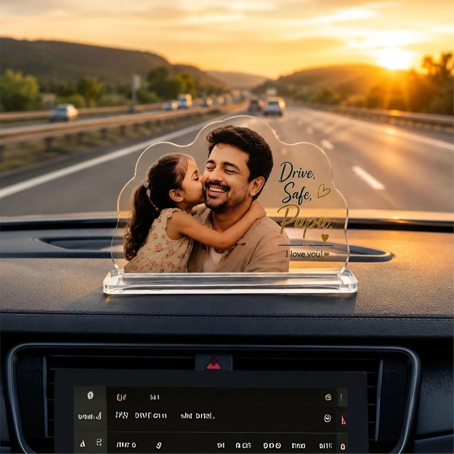 Personalized Drive Safe Papa Car Dashboard Photo Frame for Dad