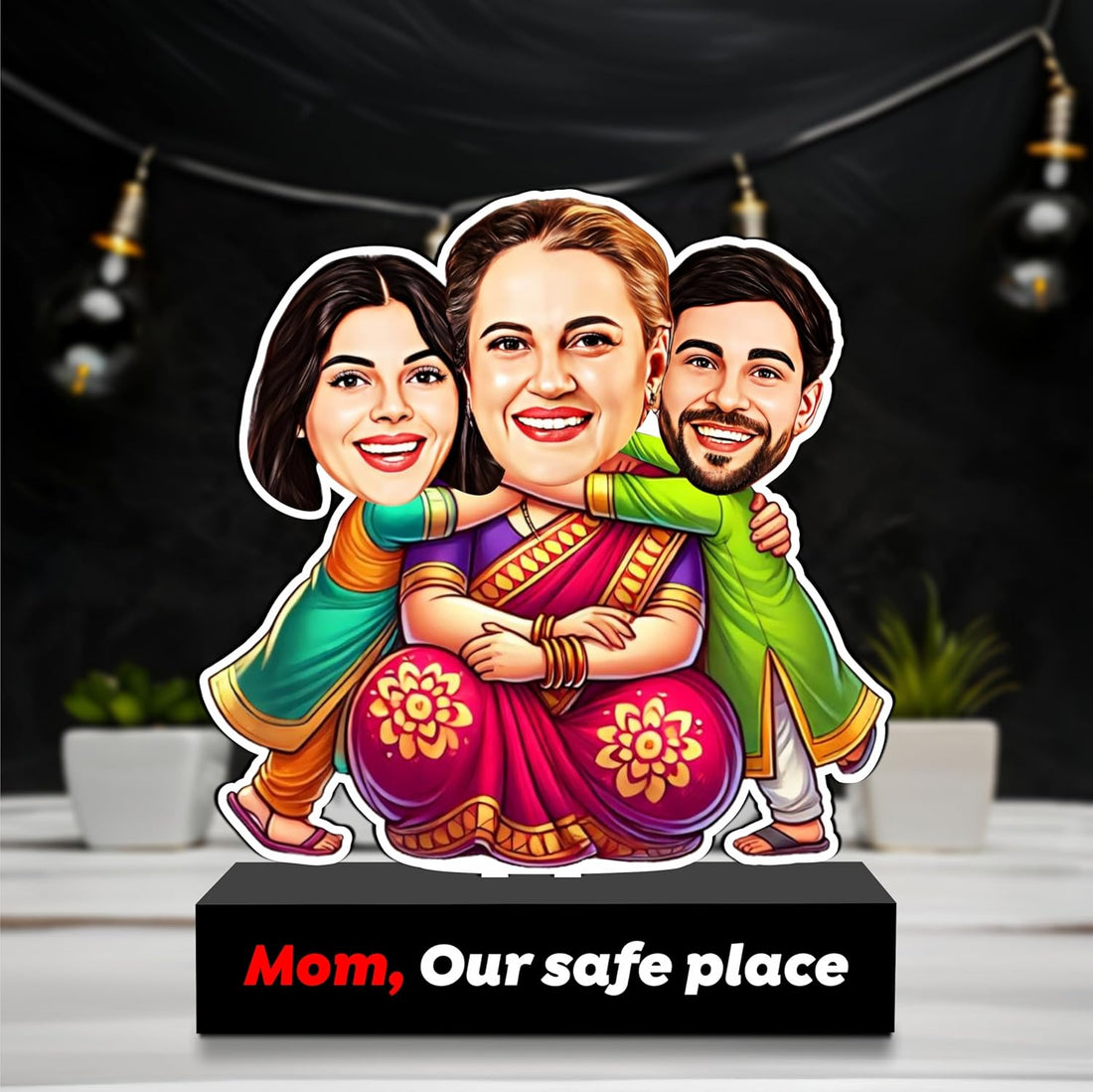 Personalized Caricature Gift – Mom, Our Safe Place | Best Mother's Day Gifts India