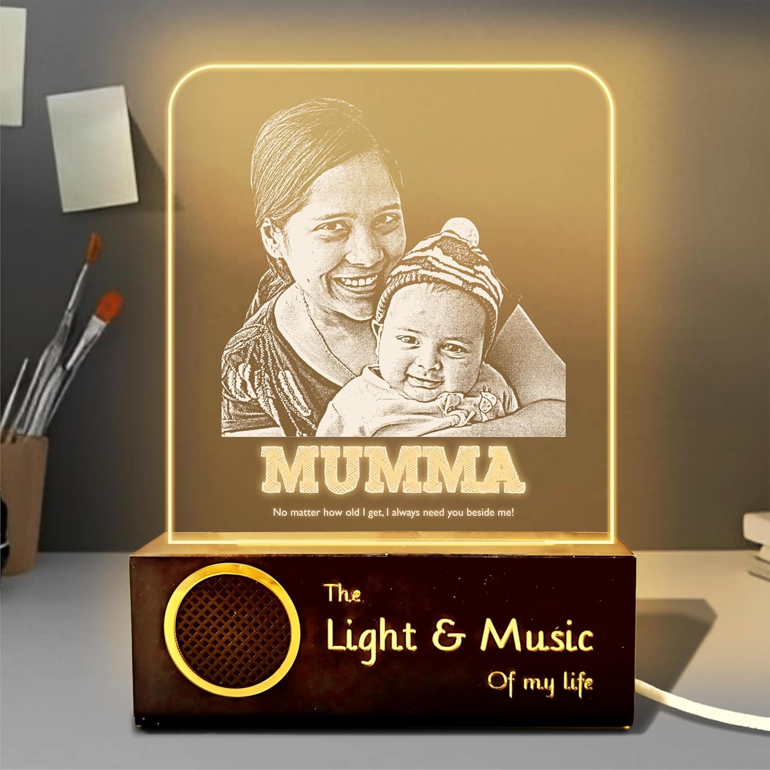 Eternal Need: Engraved Mom & Child Lamp