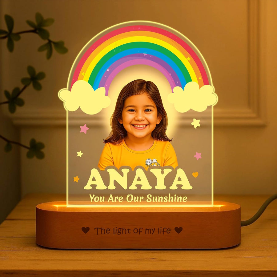 Birthday Gift for Kids – Rainbow Customized Photo Lamp | Personalized Night Light with Photo & Name