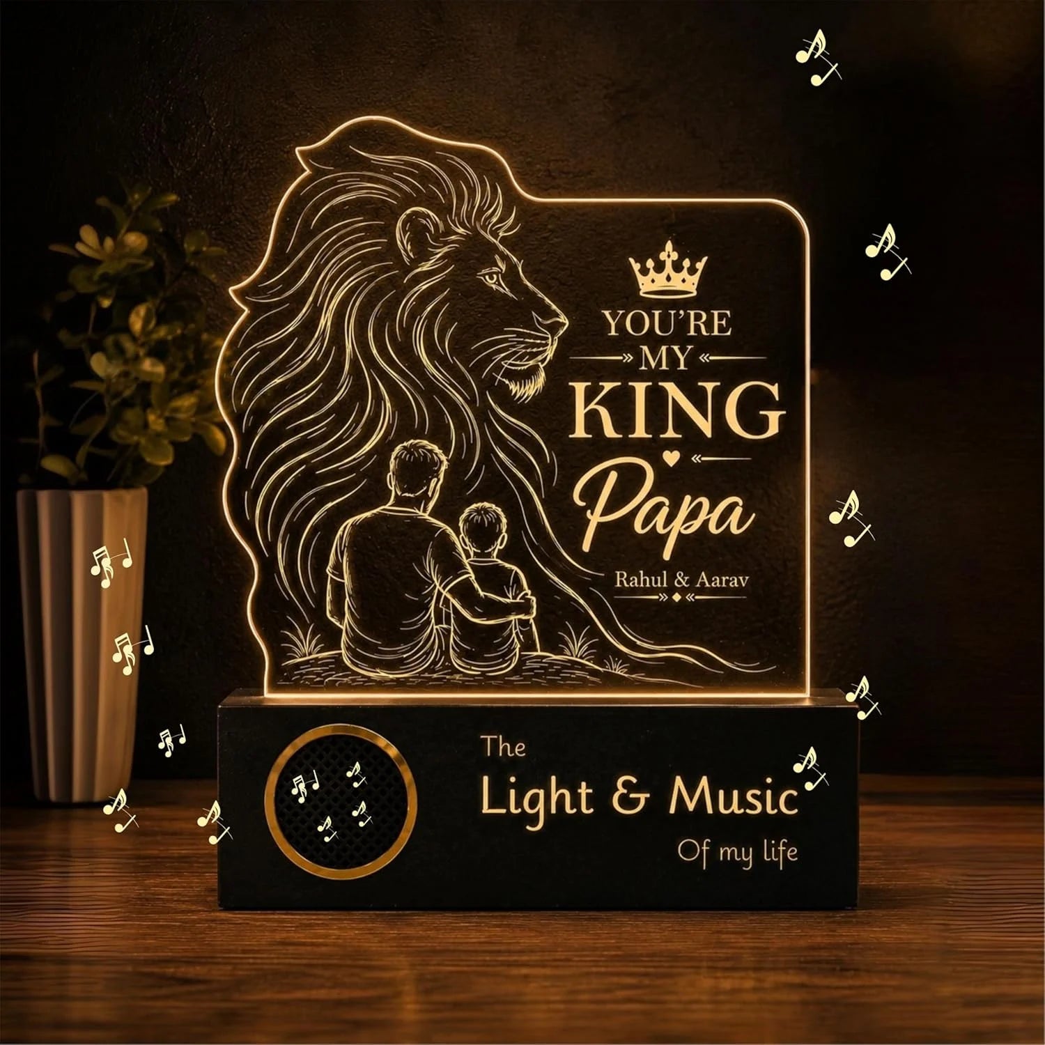 My King Papa Personalized Lion Lamp for Dad