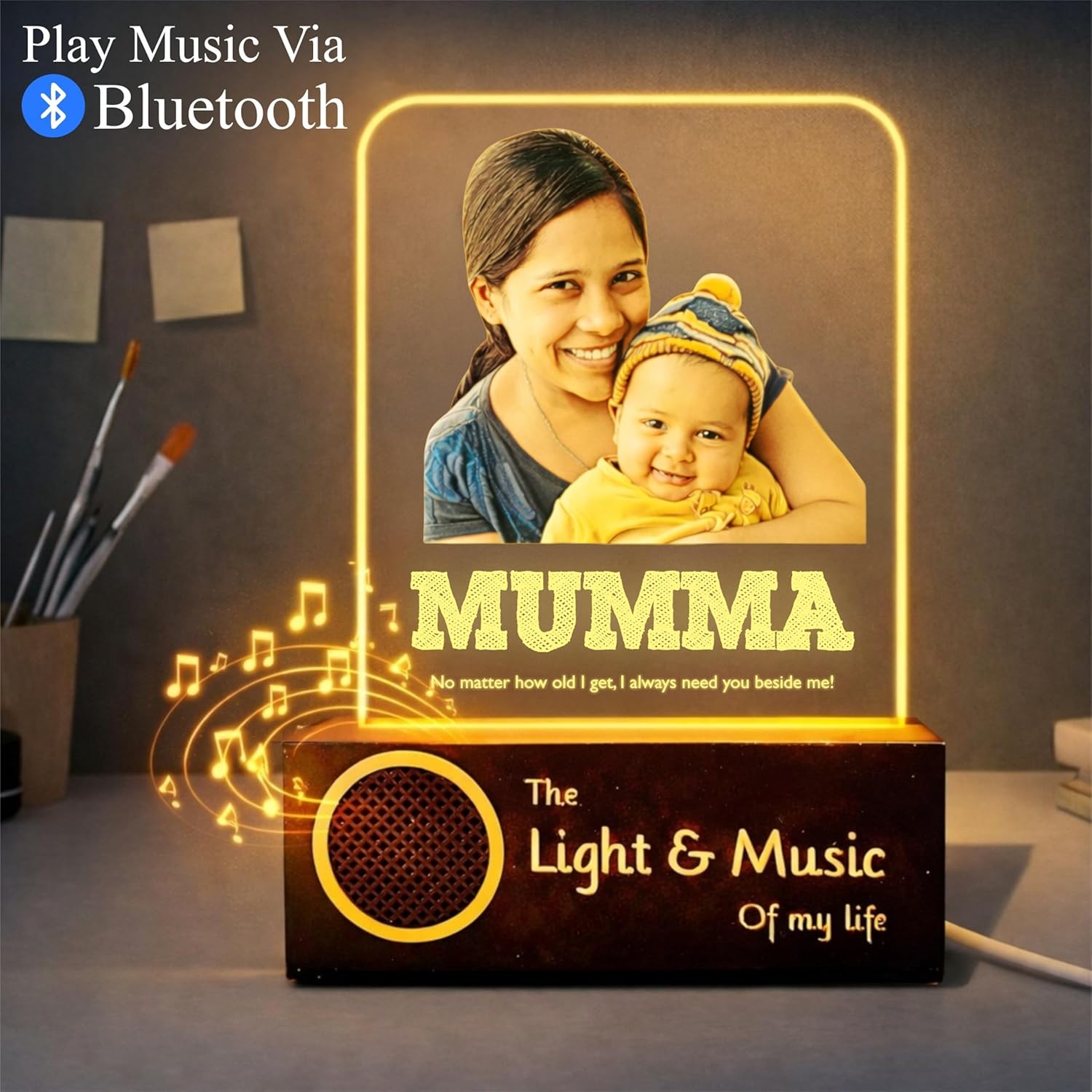 Eternal Need: Engraved Mom & Child Lamp