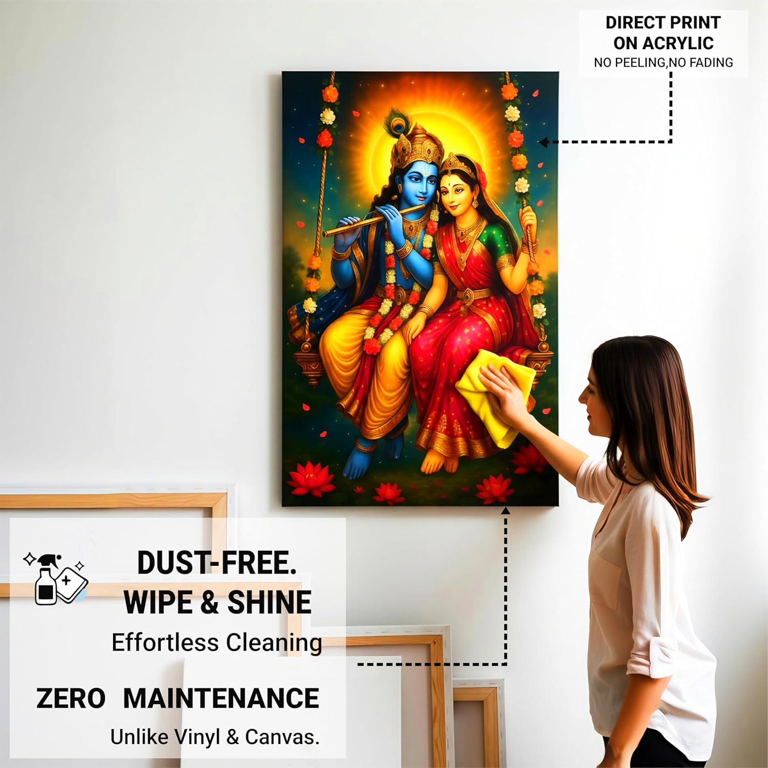 Radha Krishna Photo Frame – Premium UV Printed Acrylic | Divine Radha Krishna Wall Frame for Home Décor, Pooja Room & Gifting