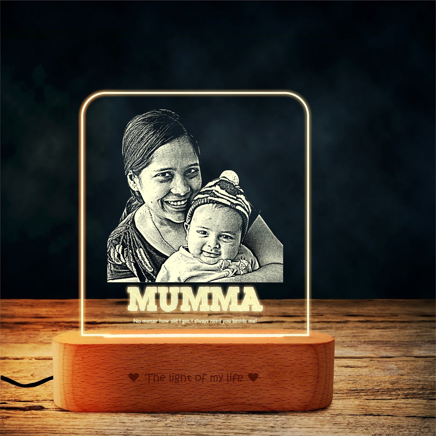 Eternal Need: Engraved Mom & Child Lamp