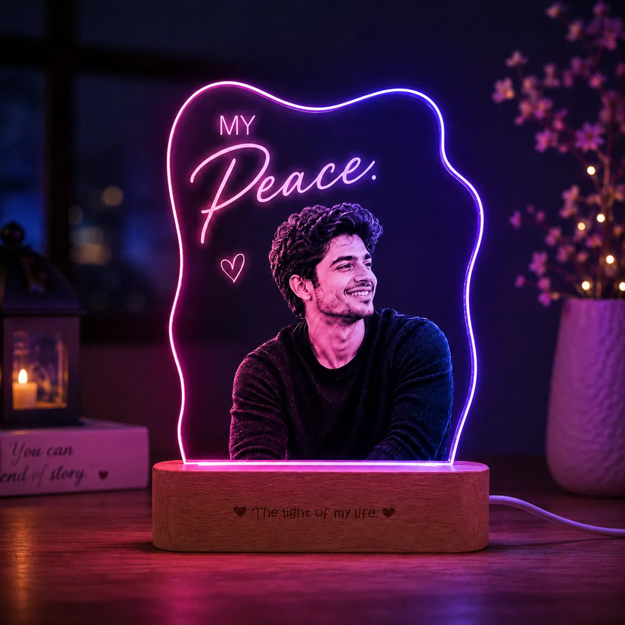 My Peace - Personalized Husband Photo Lamp | Romantic Anniversary & Birthday Gift for Husband | UV Printed Acrylic LED Lamp
