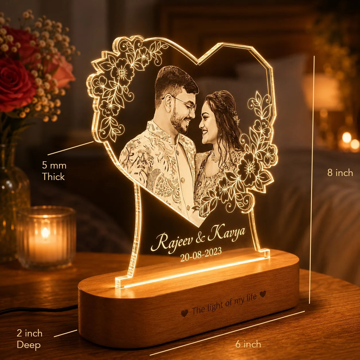 Radiant Love: Personalized Photo Glow Lamp