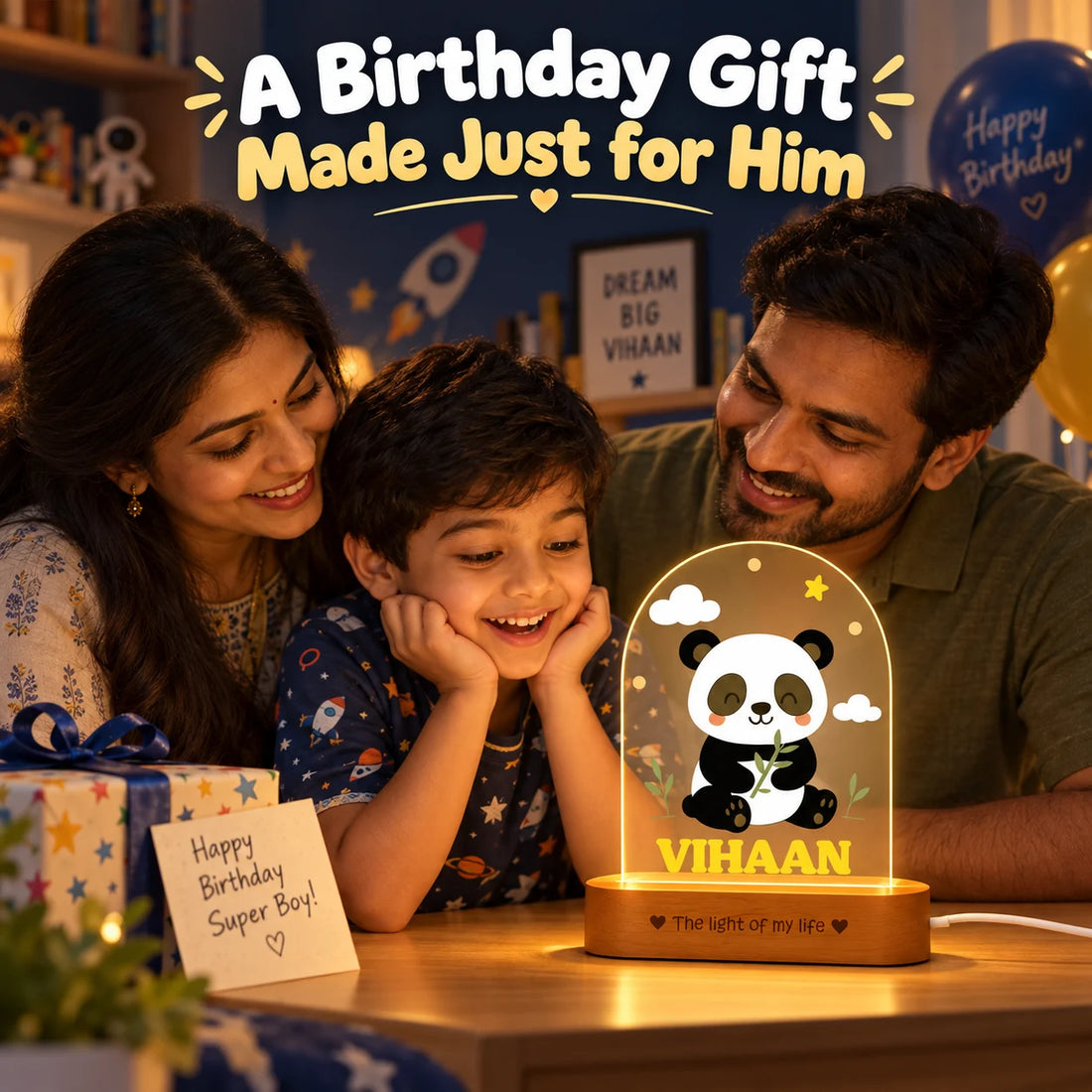 Newborn Gift with Name – Personalized Panda Night Lamp for Baby Room