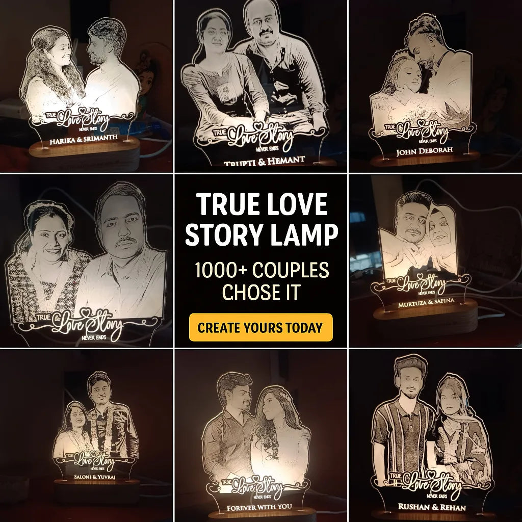 A Love Story Lamp – Personalized Wedding Gift for Couple with Photo & Names