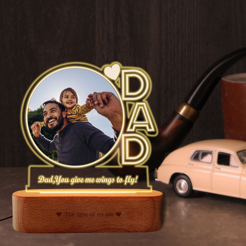 Wings of Light: Dad's Special Photo Frame Lamp