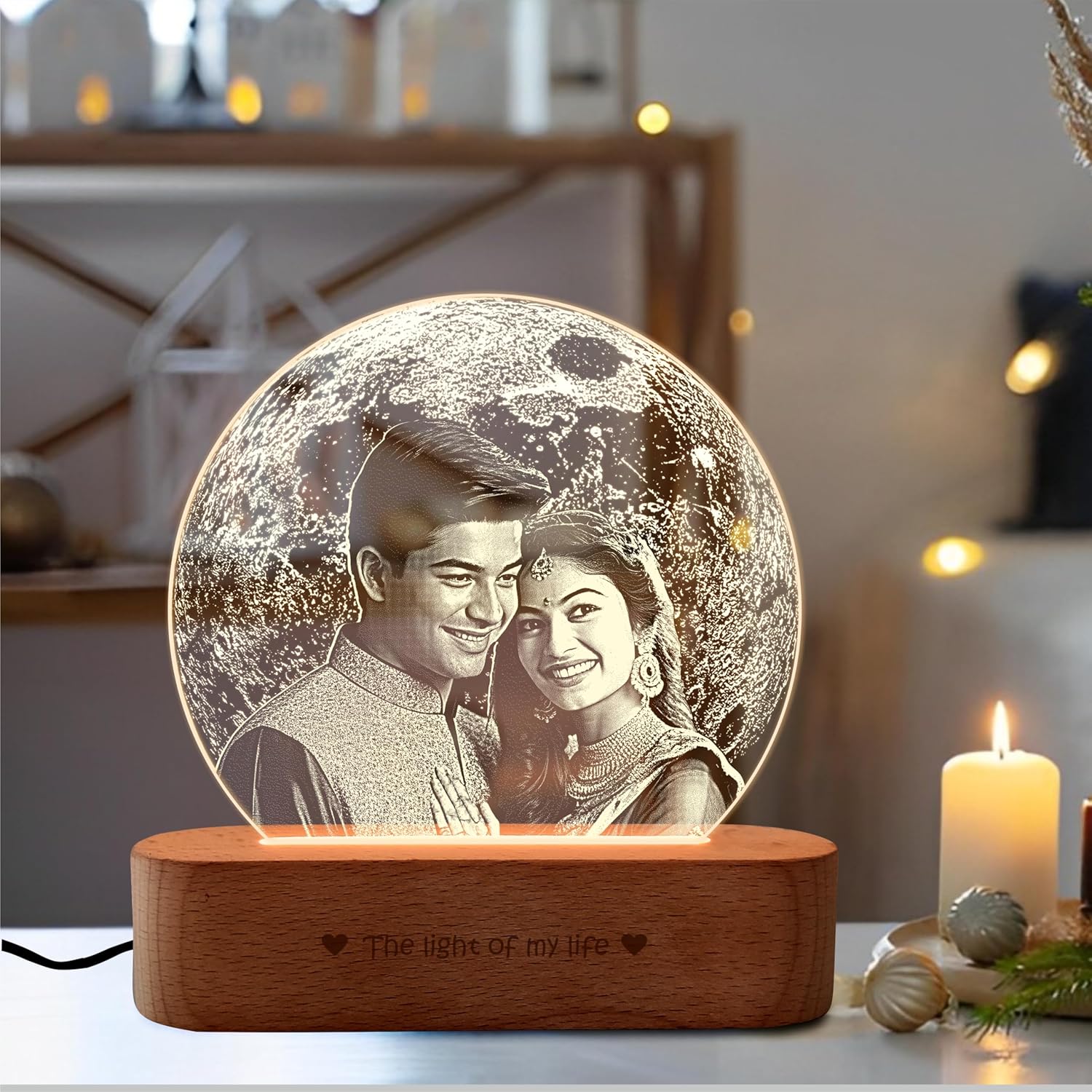 Moonlit Love - Personalized Moon Photo Lamp for Couples