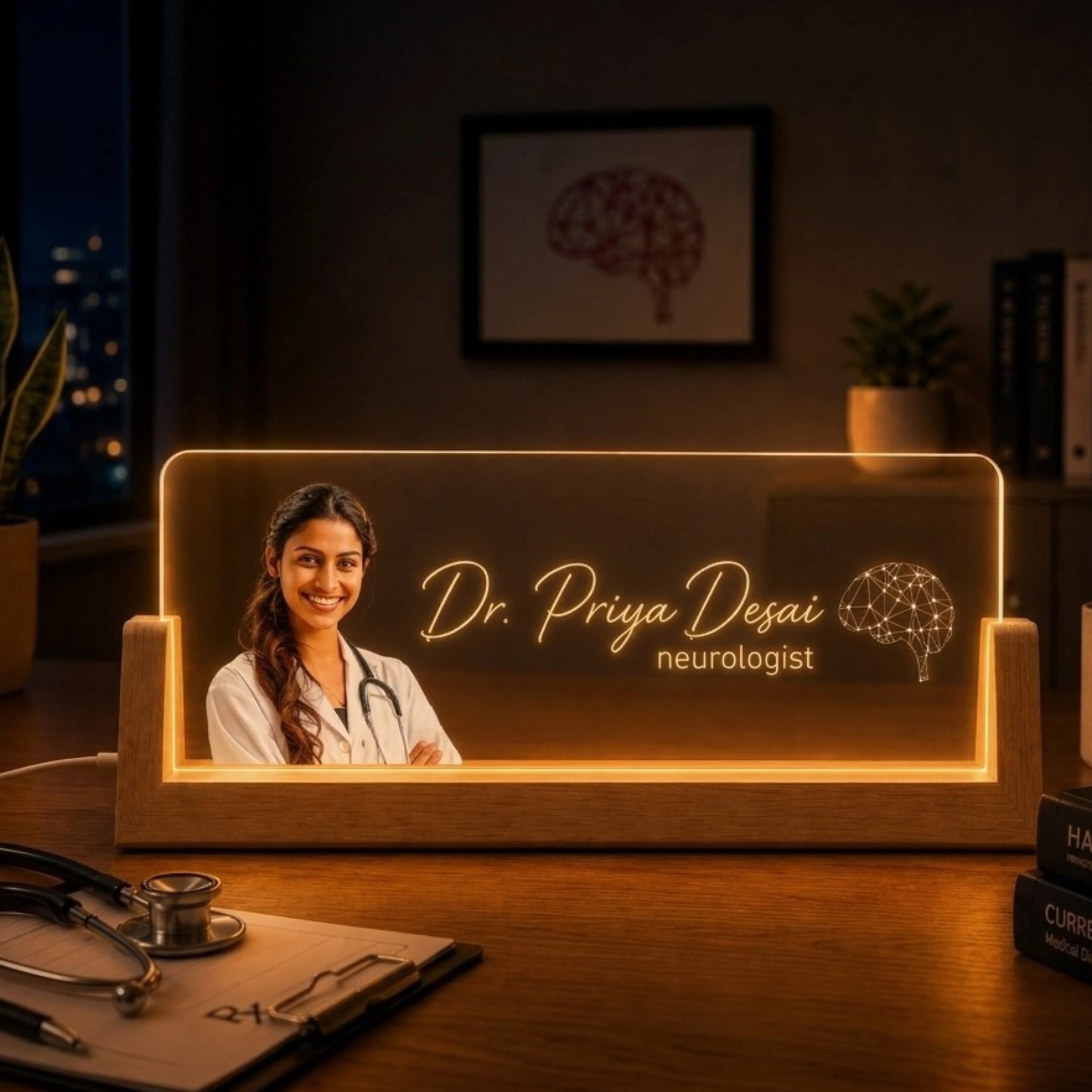 Personalized Neurologist LED Name Lamp | Custom Doctor Desk Decor