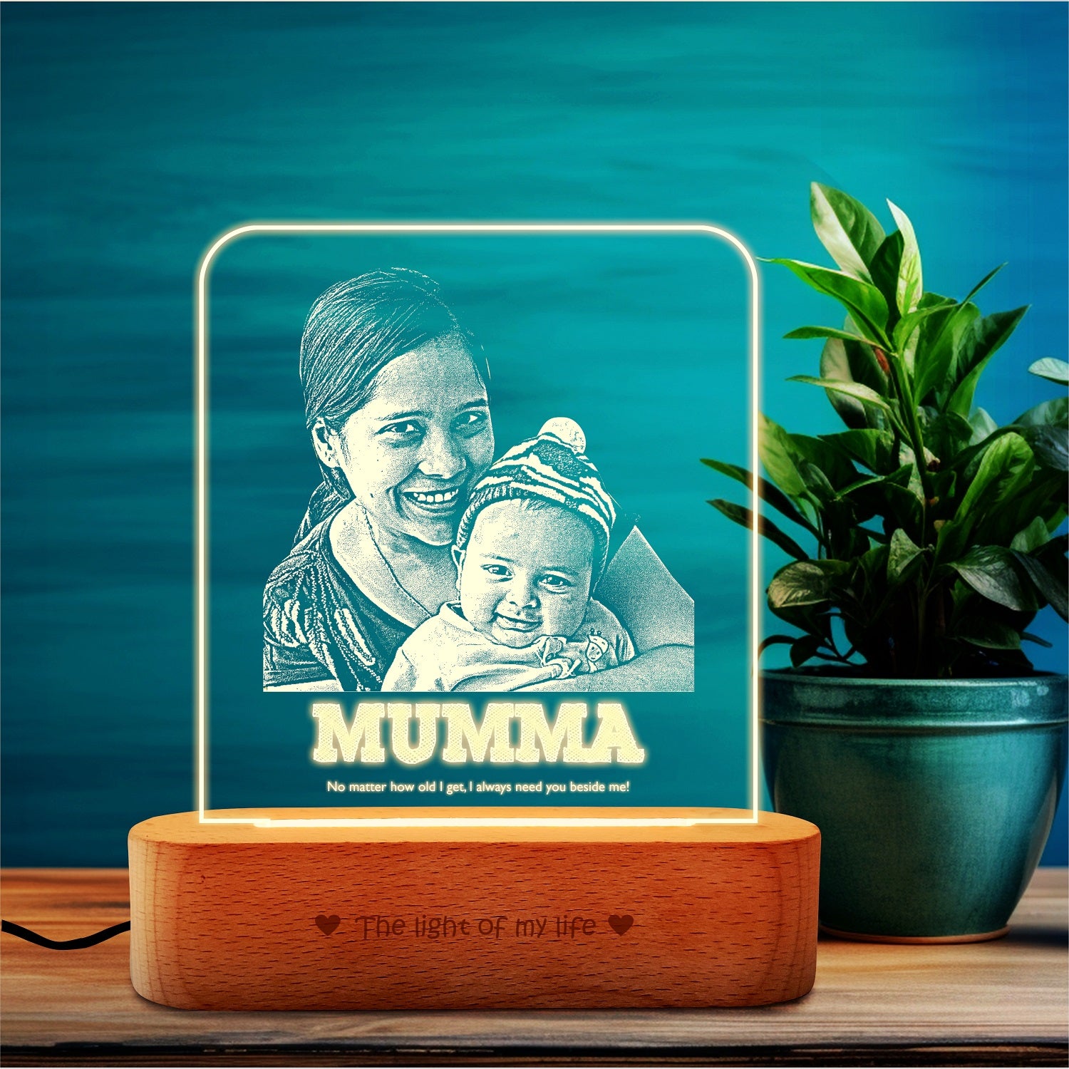 Eternal Need: Engraved Mom & Child Lamp