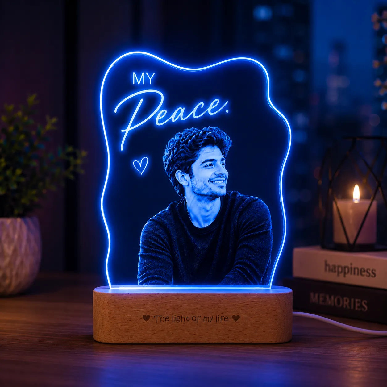 My Peace - Personalized Husband Photo Lamp | Romantic Anniversary & Birthday Gift for Husband | UV Printed Acrylic LED Lamp